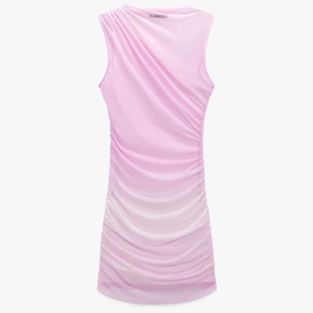 Zara draped tulle mini dress Pink NWT - Picture 2 of 11
